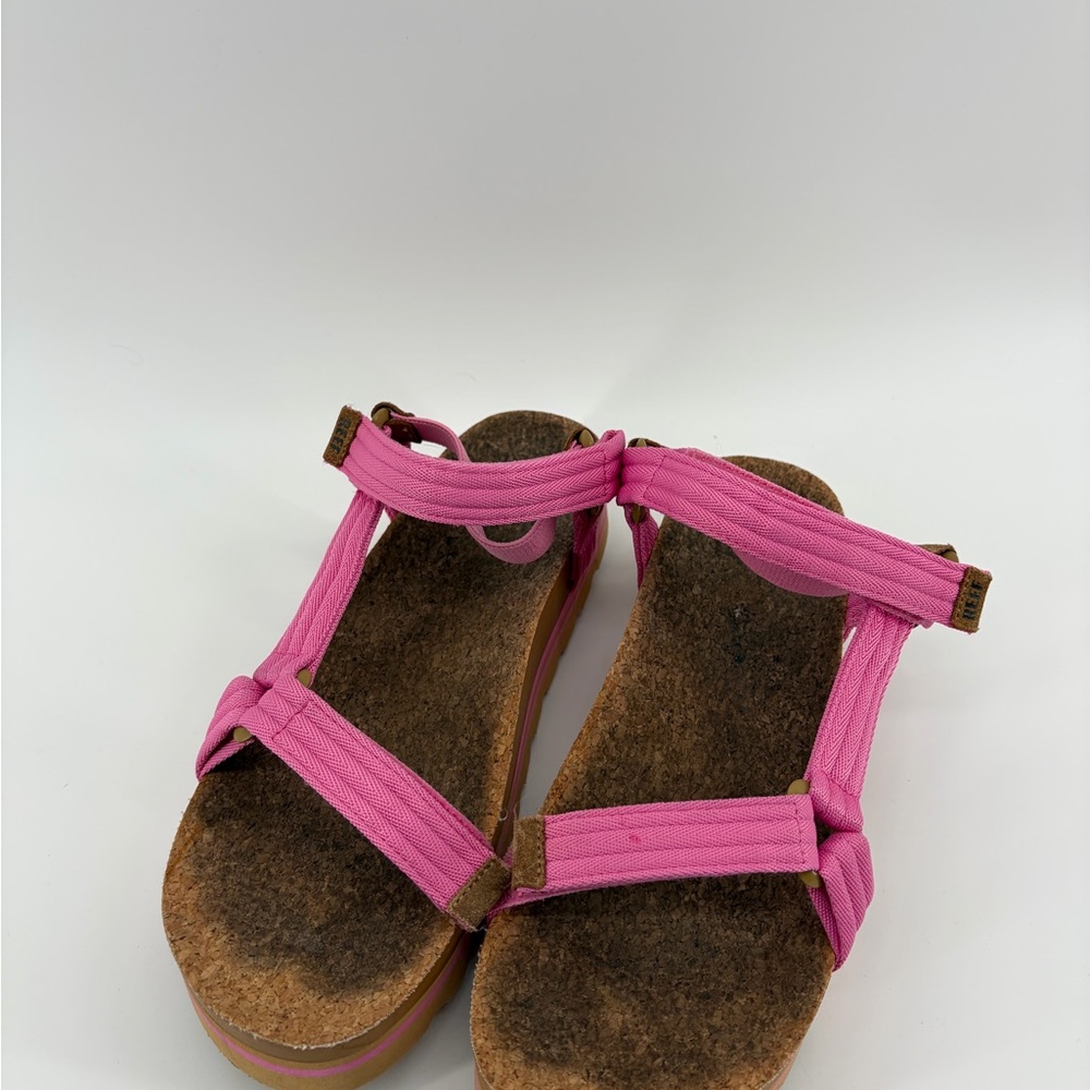 Reef Cushion Rem Hi Sandals Women 8‎ Pink Good Platform Strappy Cork Footbed
